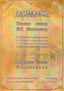 Старший научный сотрудник музея «Тальцы» И.В. Калинина получила премию имени Марка Григорьевича Мееровича